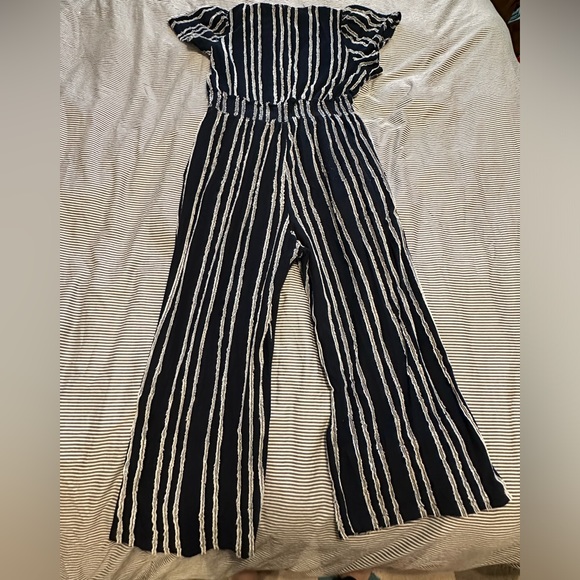 Anthropologie jumpsuit blue and white stripe. With pockets - Picture 4 of 4